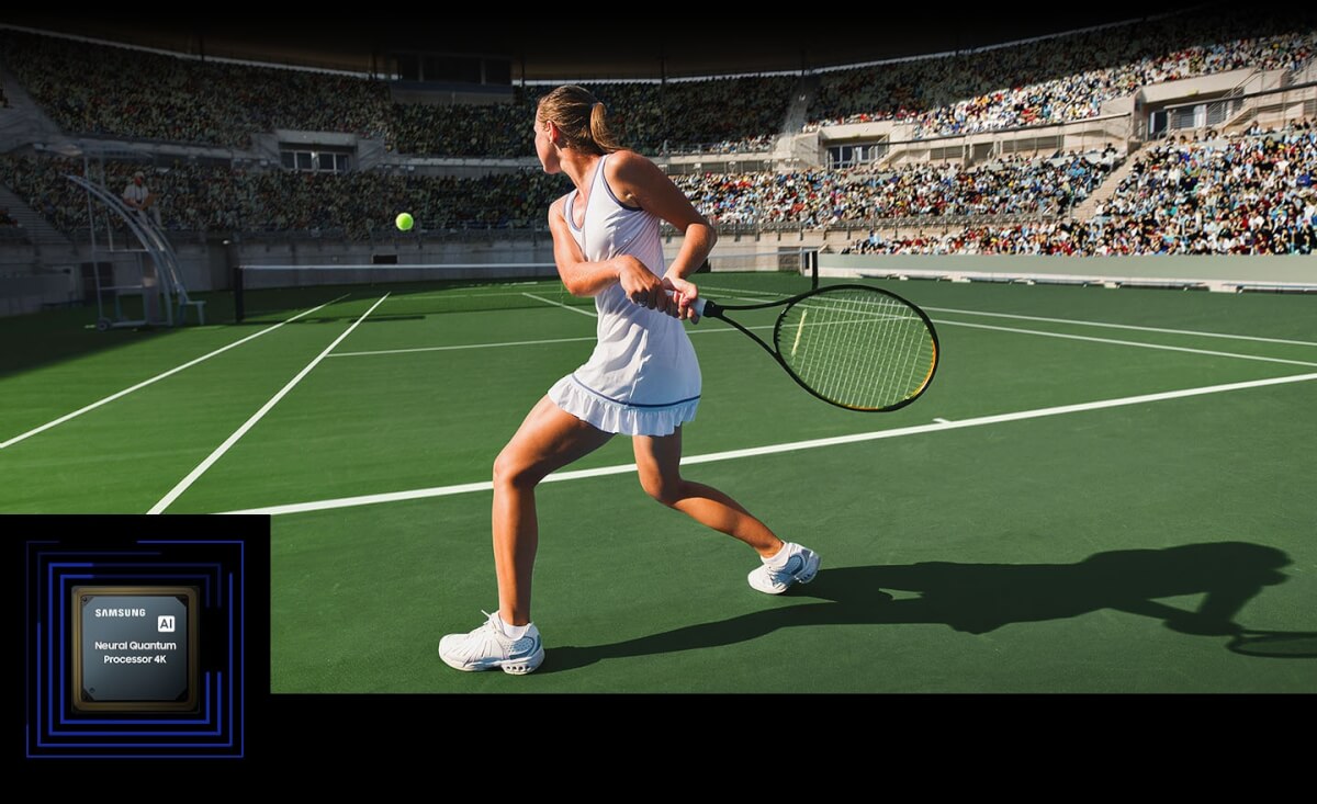 Wideo ukazujące kobietę grającą w tenisa - Neuronowy Procesor AI Quantum 4K w Neo QLED QN92C