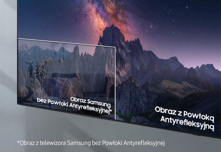 Telewizor Samsung Mini LED - QN90A Neo QLED 4K Smart TV zawiera powłokę antyrefleksyjną, co zapobiega odbijaniu się światła.