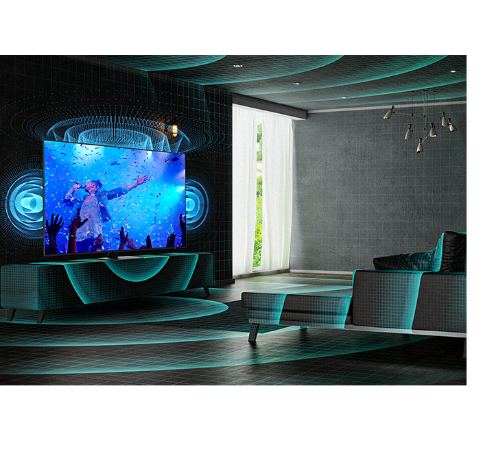 W telewizorze QN90A Neo QLED 4K Smart TV dźwięk dopasowuje się do rodzaju pomieszczenia.
