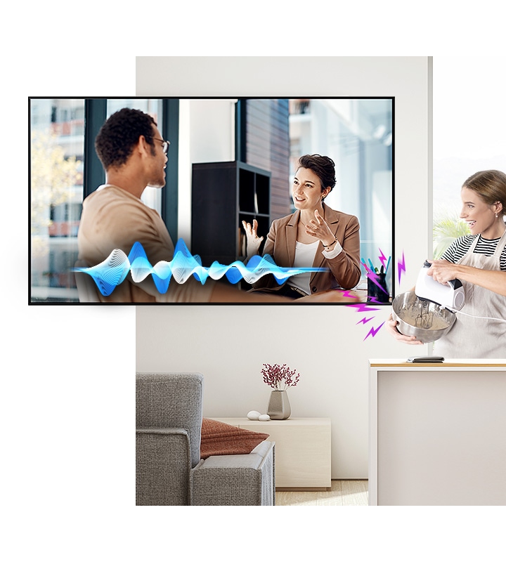 Aktywny Wzmacniacz Głosu w telewizorze Samsung 4K QLED QN90A wychwyci niepożądane treści i wzmocni dźwięk dialogów!